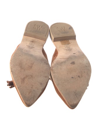 Stuart Weitzman Suede Tassel Accents Mules