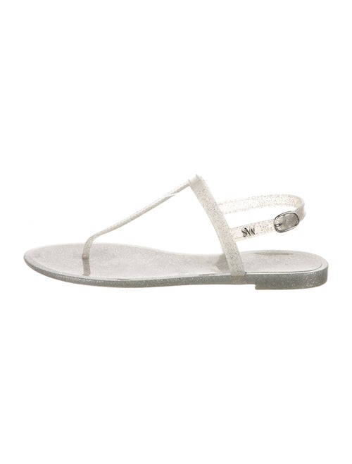 Stuart Weitzman Rubber Glitter Accents T-Strap Sandals