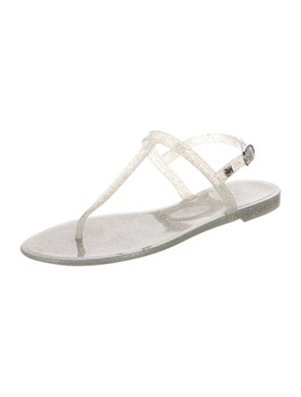 Stuart Weitzman Rubber Glitter Accents T-Strap Sandals
