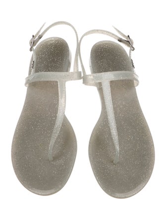 Stuart Weitzman Rubber Glitter Accents T-Strap Sandals