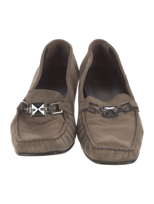 Stuart Weitzman Suede Crystal Embellishments Loafers