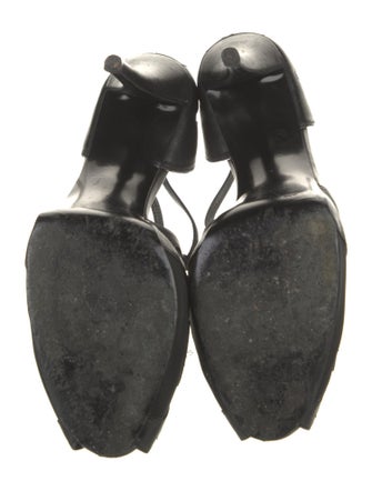 Stuart Weitzman Leather Mesh Accents T-Strap Pumps