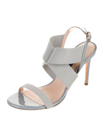 Stuart Weitzman Patent Leather Animal Print Slingback Sandals