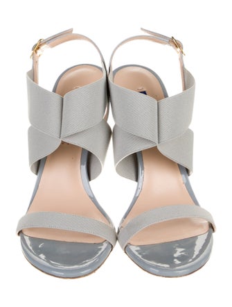 Stuart Weitzman Patent Leather Animal Print Slingback Sandals