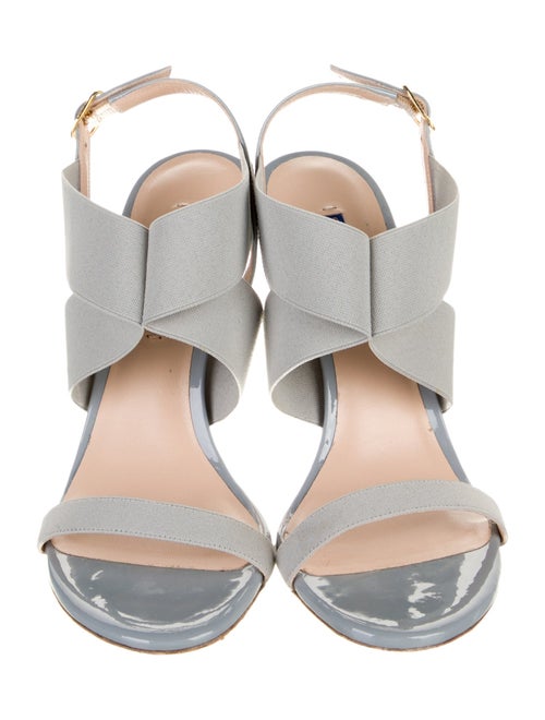 Stuart Weitzman Patent Leather Animal Print Slingback Sandals