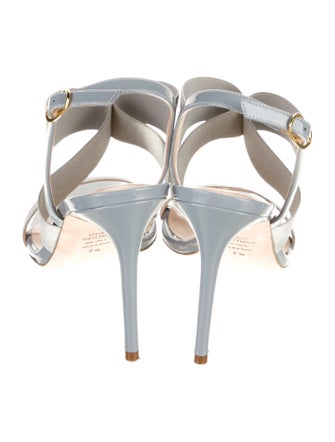 Stuart Weitzman Patent Leather Animal Print Slingback Sandals