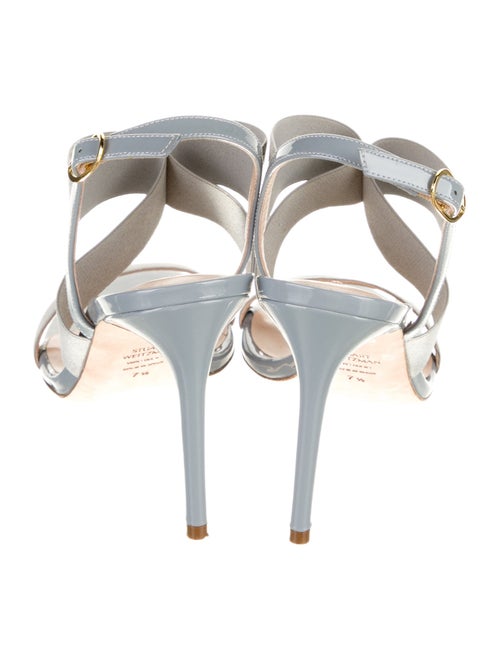 Stuart Weitzman Patent Leather Animal Print Slingback Sandals