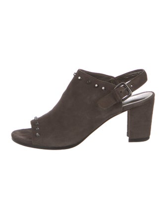 Stuart Weitzman Suede Studded Accents Slingback Sandals