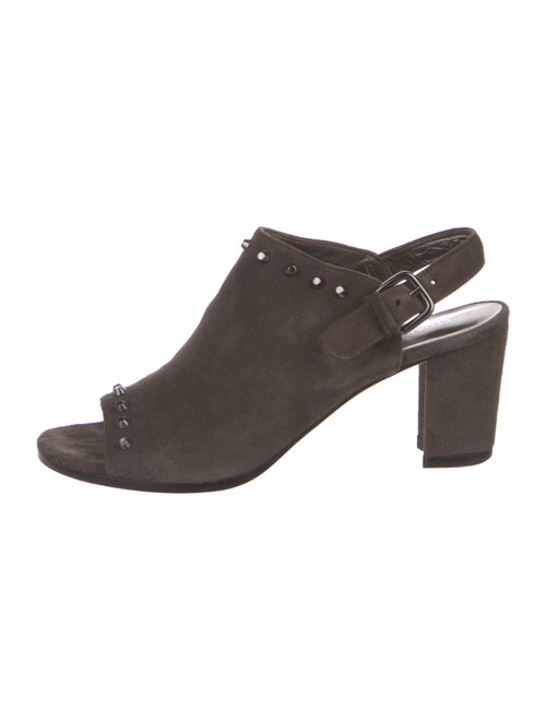 Stuart Weitzman Suede Studded Accents Slingback Sandals