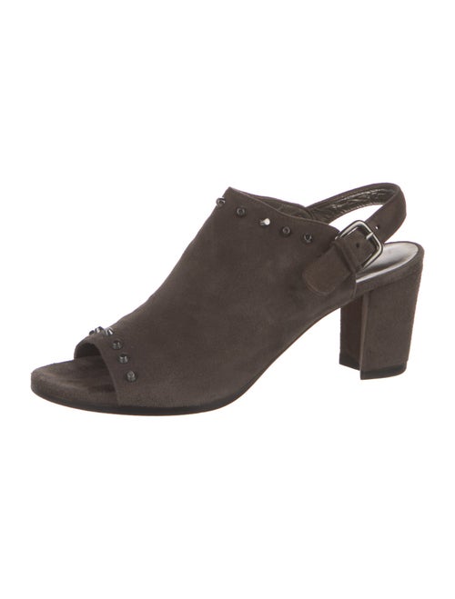 Stuart Weitzman Suede Studded Accents Slingback Sandals