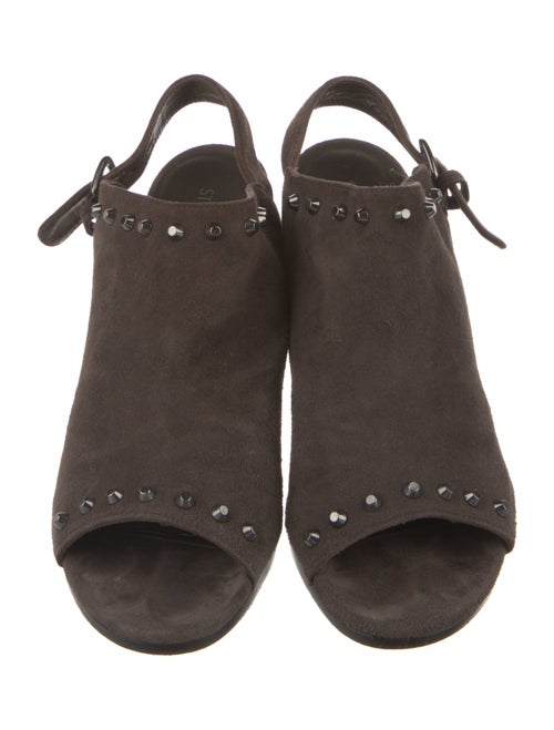 Stuart Weitzman Suede Studded Accents Slingback Sandals