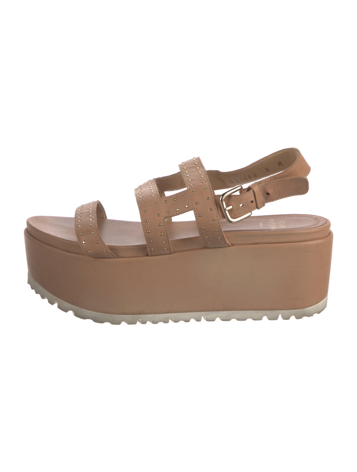 Stuart Weitzman Leather Studded Accents Slingback Sandals