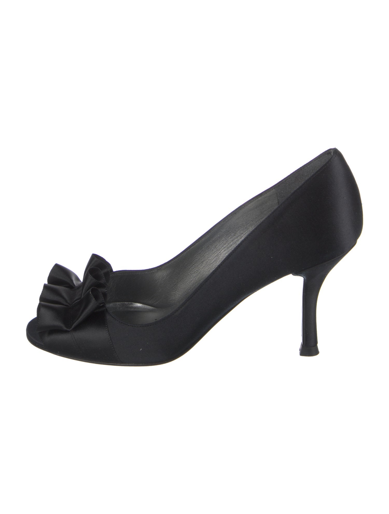 Stuart Weitzman Satin Ruffle Embellishment Pumps
