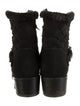 Stuart Weitzman Quilted Pattern Faux Fur Trim Moto Boots