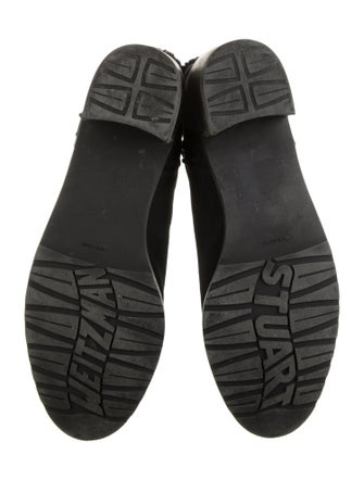 Stuart Weitzman Quilted Pattern Faux Fur Trim Moto Boots