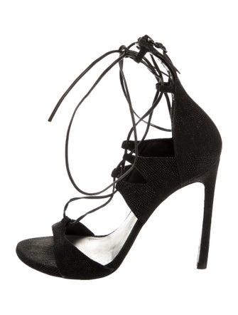 Stuart Weitzman Leather Trim Embellishment Gladiator Sandals