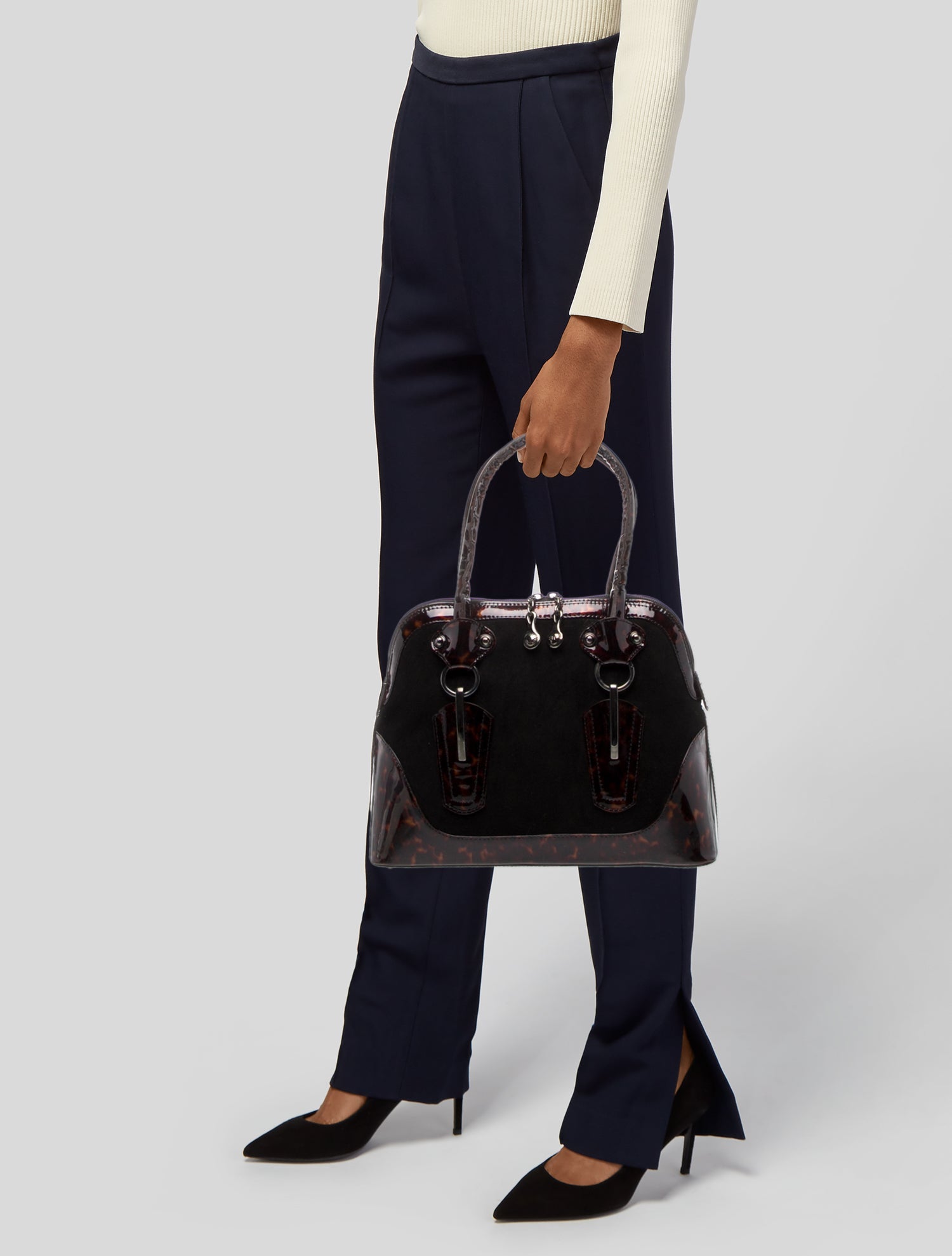 Stuart Weitzman Suede Top Handle Bag