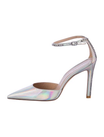 Stuart Weitzman Leather Crystal Embellishments D'Orsay Pumps