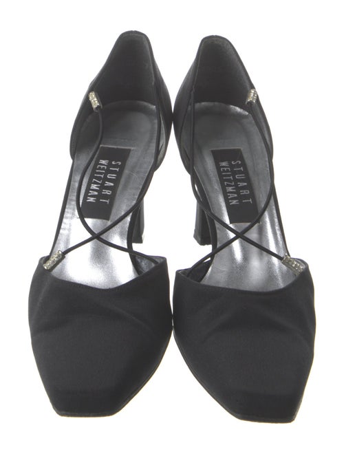 Stuart Weitzman Canvas Crystal Embellishments T-Strap Pumps