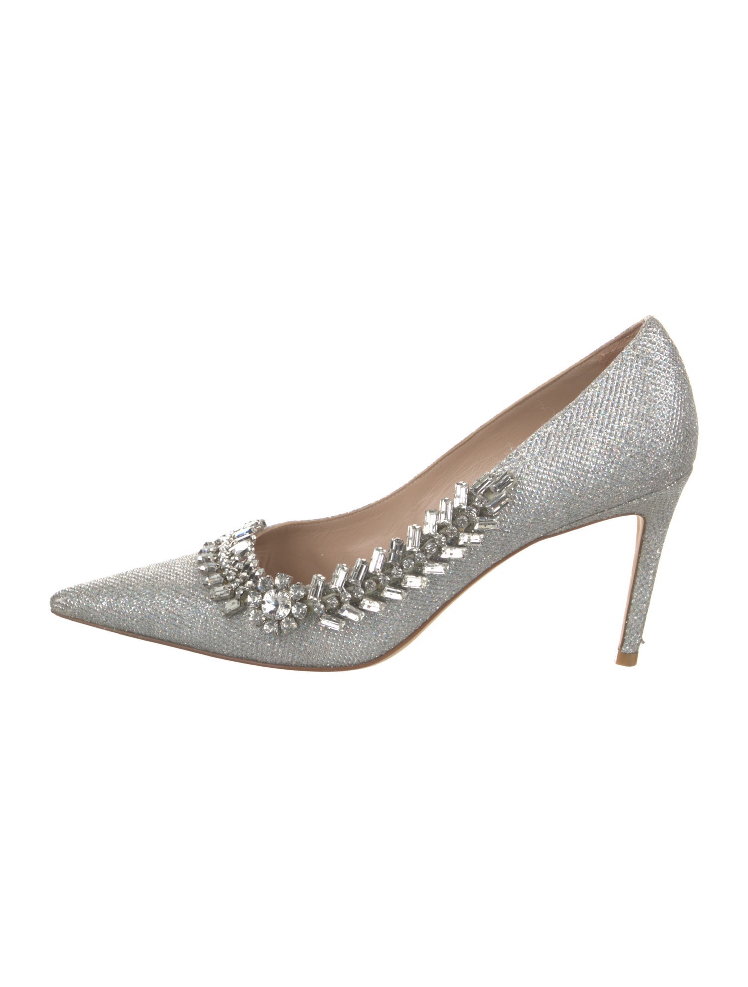Stuart Weitzman Leather Glitter Accents Pumps