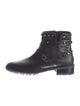 Stuart Weitzman Leather Studded Accents Moto Boots