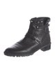 Stuart Weitzman Leather Studded Accents Moto Boots