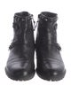 Stuart Weitzman Leather Studded Accents Moto Boots