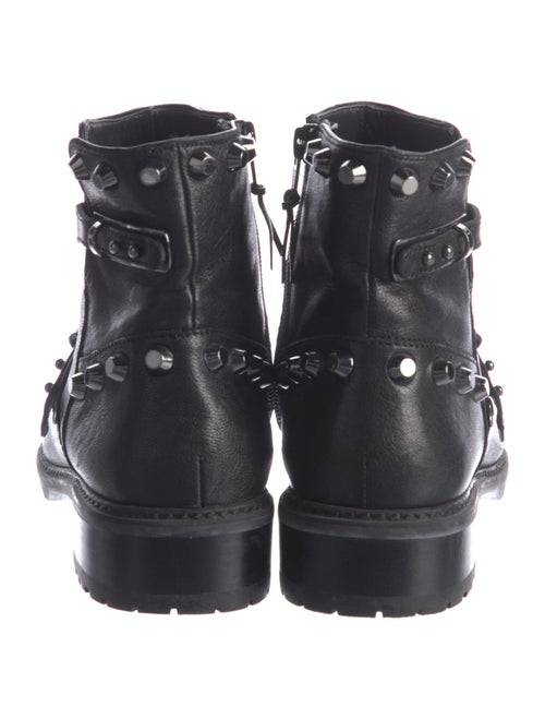 Stuart Weitzman Leather Studded Accents Moto Boots