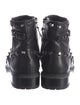 Stuart Weitzman Leather Studded Accents Moto Boots