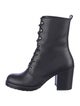 Stuart Weitzman Leather Grosgrain Trim Combat Boots