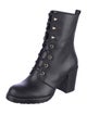 Stuart Weitzman Leather Grosgrain Trim Combat Boots