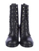 Stuart Weitzman Leather Grosgrain Trim Combat Boots