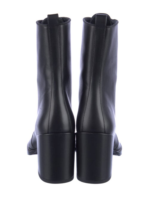 Stuart Weitzman Leather Grosgrain Trim Combat Boots