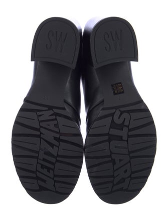 Stuart Weitzman Leather Grosgrain Trim Combat Boots