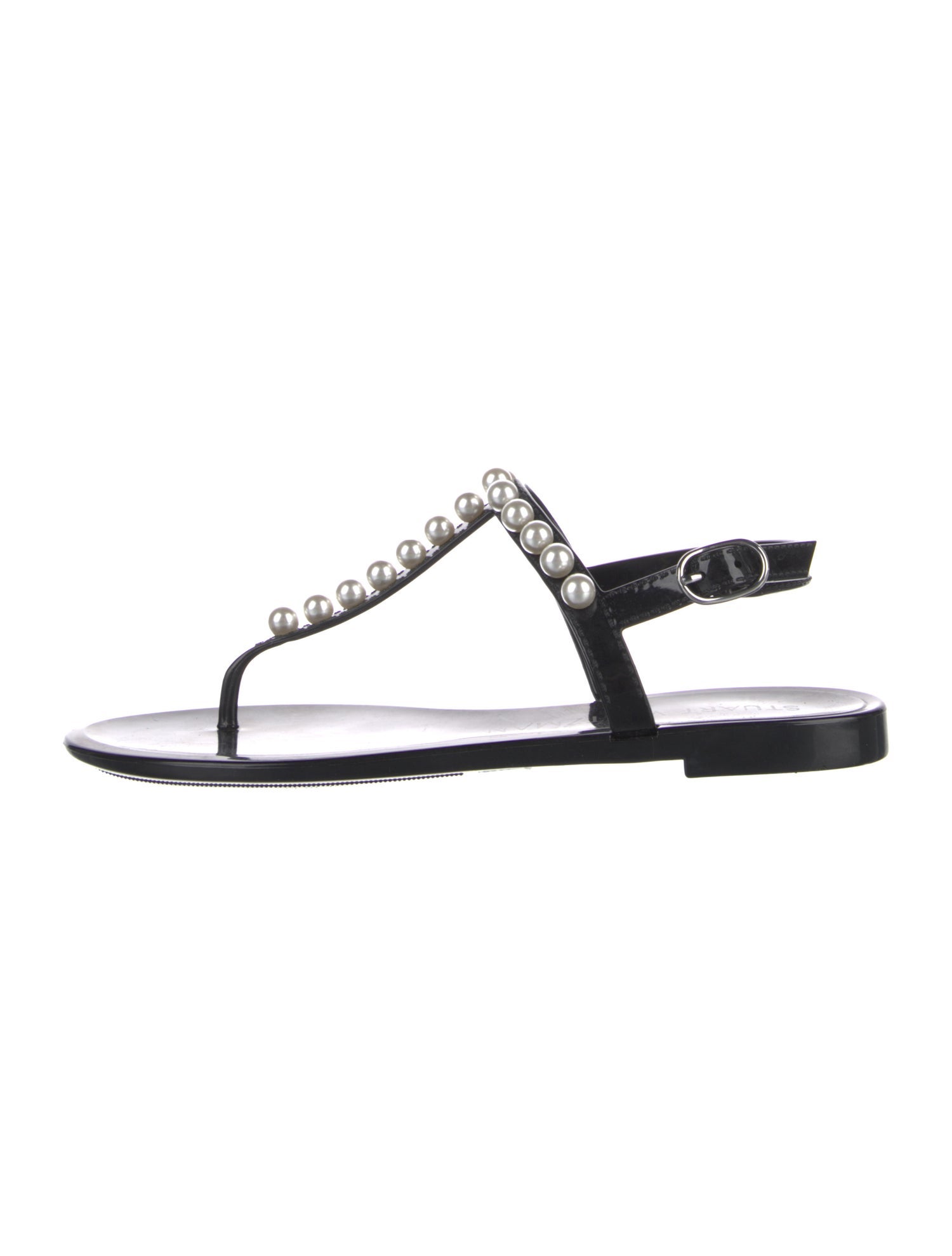 Stuart Weitzman Rubber Beaded Accents T-Strap Sandals