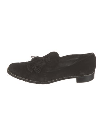 Stuart Weitzman Suede Tassel Accents Loafers