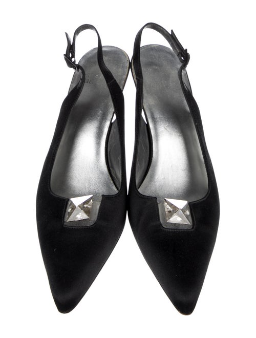 Stuart Weitzman Satin Crystal Embellishments Slingback Pumps