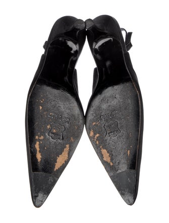 Stuart Weitzman Satin Crystal Embellishments Slingback Pumps