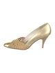 Stuart Weitzman Leather Lace Trim Embellishment Pumps