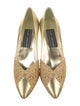 Stuart Weitzman Leather Lace Trim Embellishment Pumps