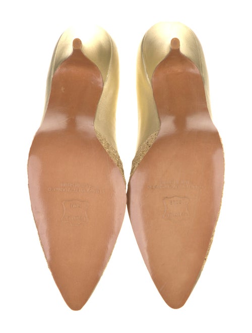 Stuart Weitzman Leather Lace Trim Embellishment Pumps