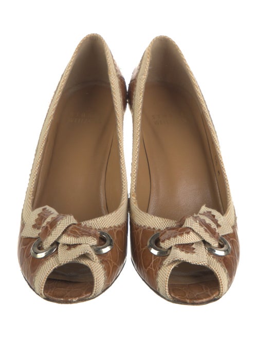 Stuart Weitzman Embossed Leather Colorblock Pattern Pumps