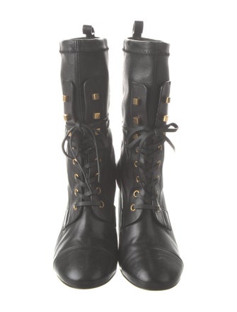 Stuart Weitzman Leather Lace-Up Boots