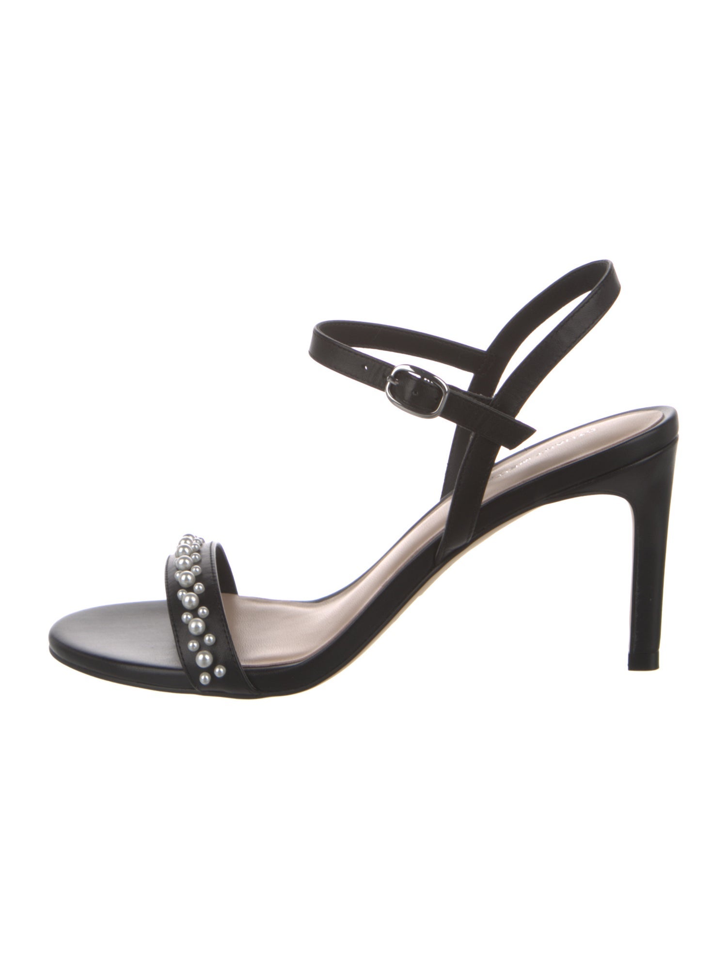 Stuart Weitzman Leather Beaded Accents T-Strap Sandals w/ Tags