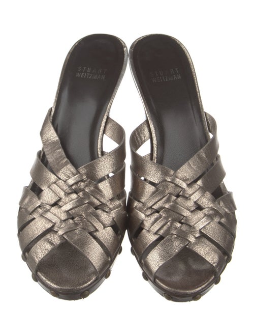 Stuart Weitzman Leather Studded Accents Slides