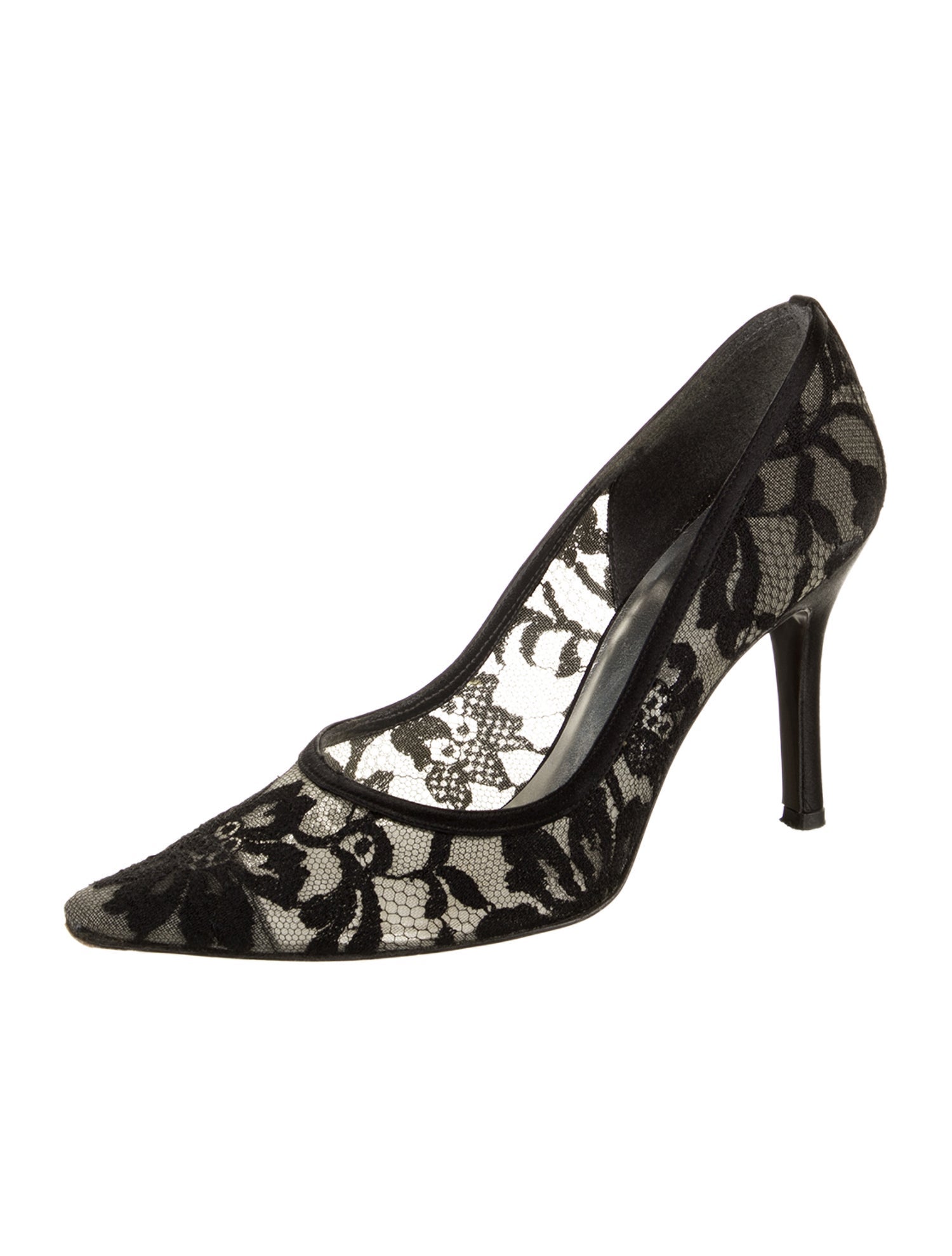 Stuart Weitzman Lace Pattern Lace Trim Embellishment Pumps