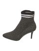 Stuart Weitzman Striped Leather Trim Embellishment Sock Boots