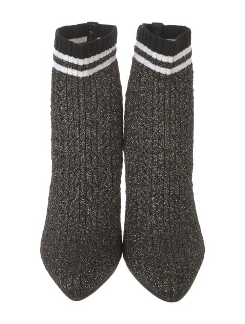 Stuart Weitzman Striped Leather Trim Embellishment Sock Boots