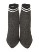 Stuart Weitzman Striped Leather Trim Embellishment Sock Boots