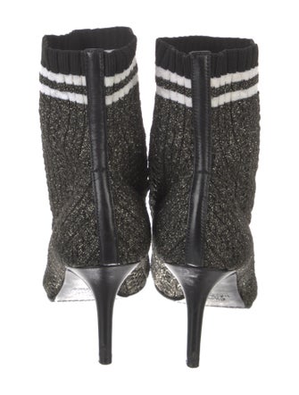 Stuart Weitzman Striped Leather Trim Embellishment Sock Boots
